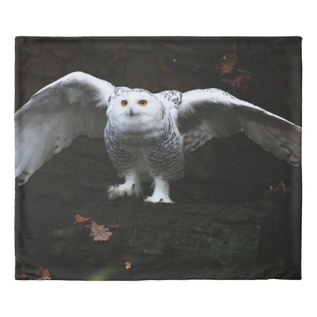 Snowy Owl With Open Wings kccna Duvet Cover (Front)