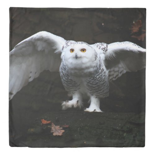 Snowy Owl With Open Wings qccna Duvet Cover