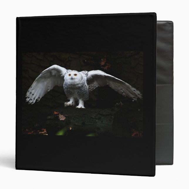 Snowy Owl With Open Wings rba 3 Ring Binder (Front/Inside)