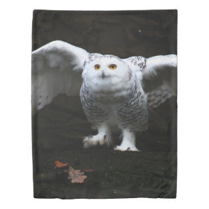 Snowy Owl With Open Wings tccna Duvet Cover