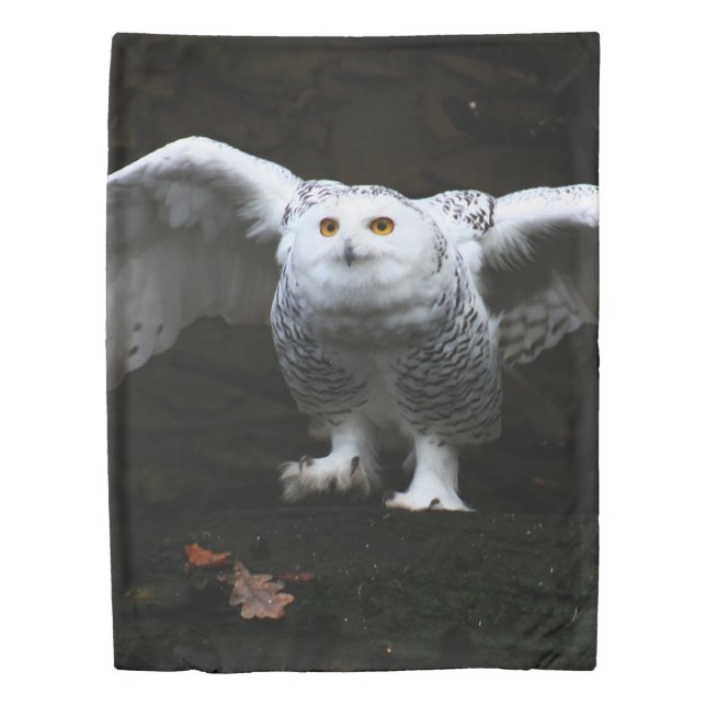 Snowy Owl With Open Wings tccna Duvet Cover (Front)