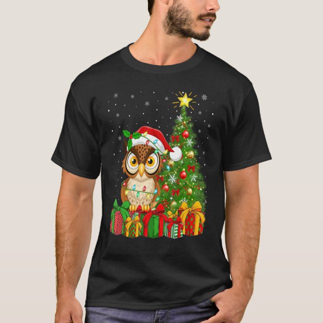 Snowy Owl   Xmas Holiday Santa Snowy Owl Christmas T-Shirt (Front)