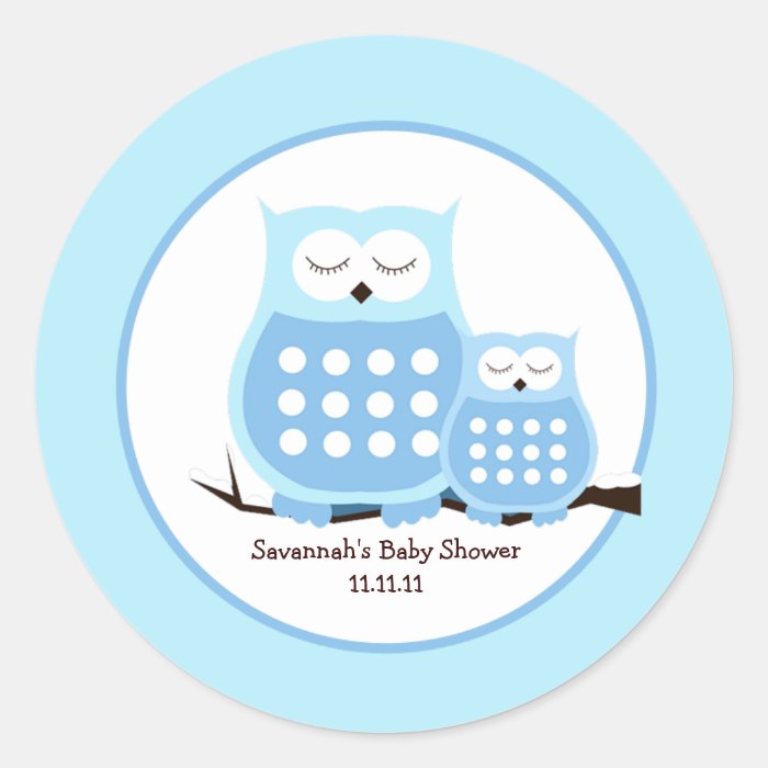 Snowy Owls (Blue) Favor Stickers 3 inch