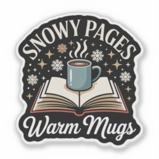 Snowy Pages Warm Mugs – Cozy Holiday Reading Sticker