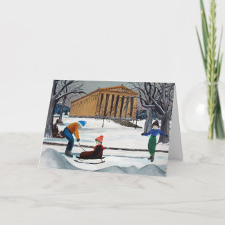 Snowy Parthenon Nashville Christmas Card