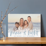 Snowy Peace | Hanukkah Photo Holiday Card<br><div class="desc">Modern Hanukkah photo cards feature your favorite image with a white snowflake border along the bottom. "Peace and light" appears in light blue hand lettered brush typography,  with your names and the year beneath.</div>