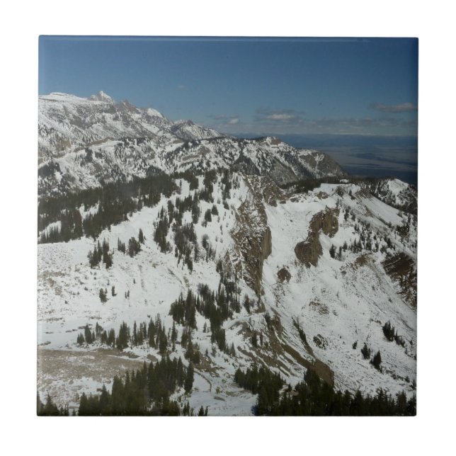 Snowy Peaks of Grand Teton Mountains I Photography Ceramic Tile (Front)