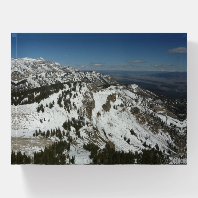 Snowy Peaks of Grand Teton Mountains I Photography Paperweight (Front)