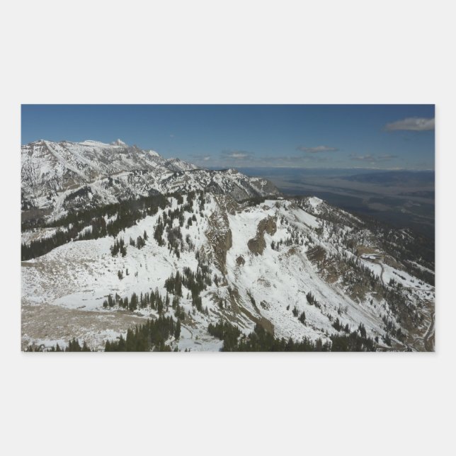 Snowy Peaks of Grand Teton Mountains I Photography Rectangular Sticker (Front)