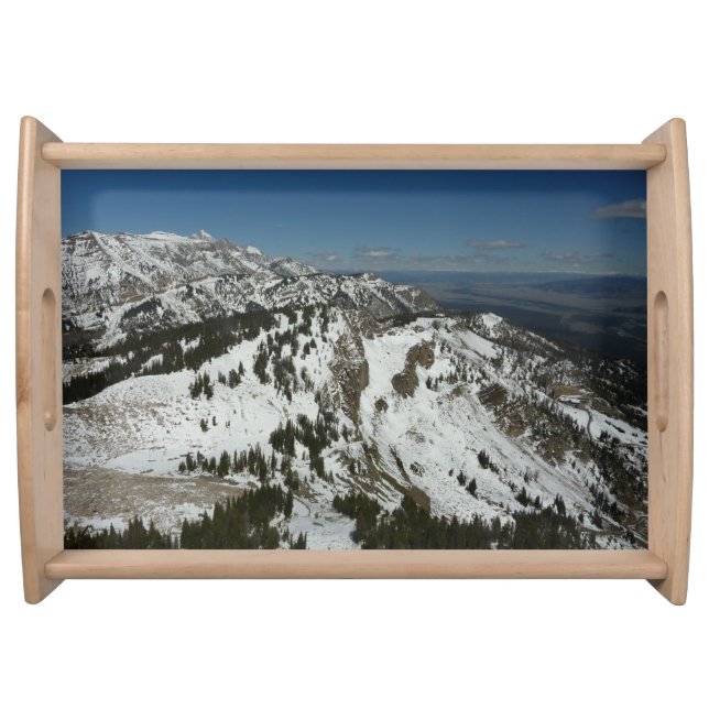Snowy Peaks of Grand Teton Mountains I Photography Serving Tray (Front)