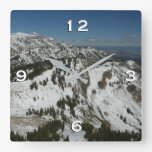 Snowy Peaks of Grand Teton Mountains I Photography Square Wall Clock