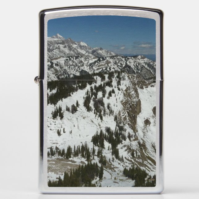 Snowy Peaks of Grand Teton Mountains I Photography Zippo Lighter (Front)