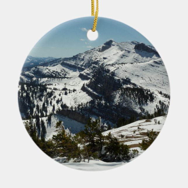 Snowy Peaks of Grand Teton Mountains II Photo Ceramic Ornament (Front)