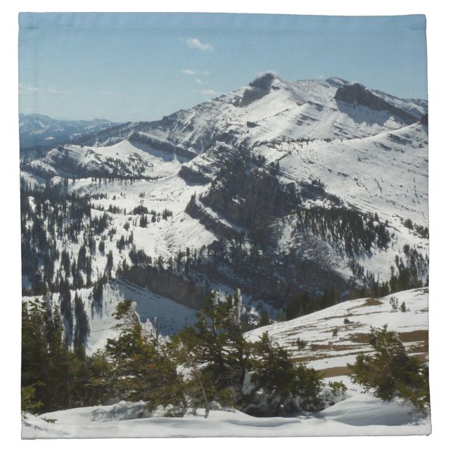 Snowy Peaks of Grand Teton Mountains II Photo Cloth Napkin (Front)