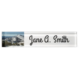 Snowy Peaks of Grand Teton Mountains II Photo Desk Name Plate