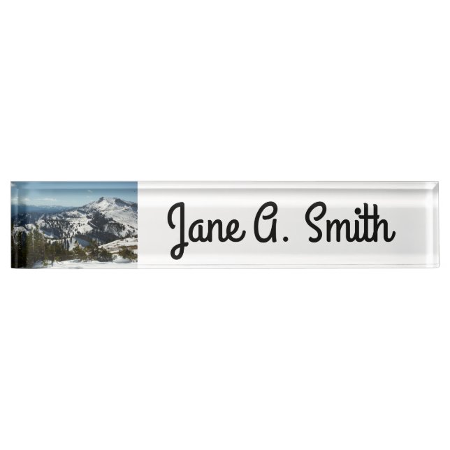 Snowy Peaks of Grand Teton Mountains II Photo Desk Name Plate (Front)