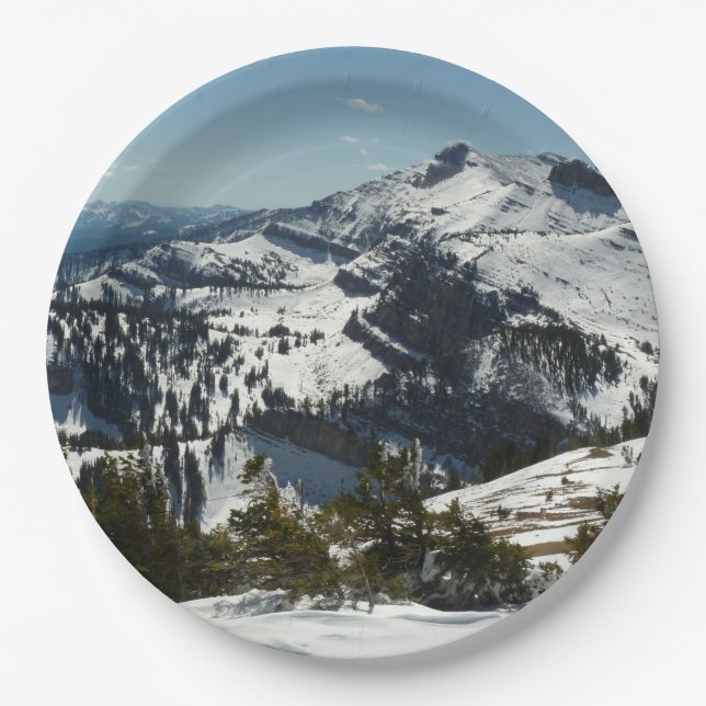 Snowy Peaks of Grand Teton Mountains II Photo Paper Plates (Front)