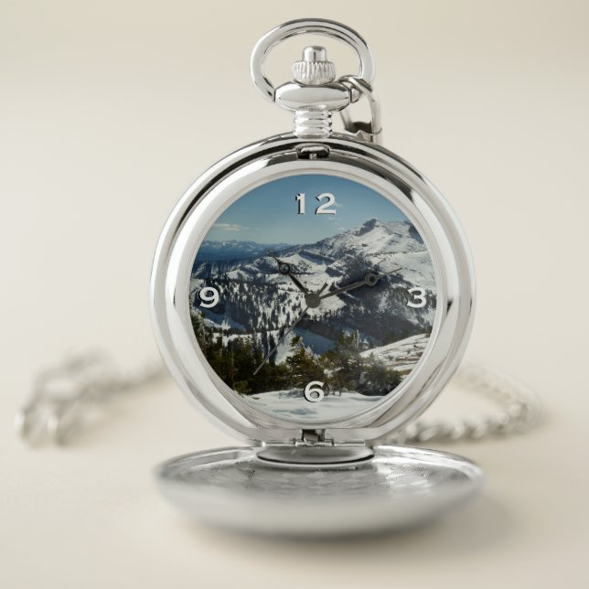Snowy Peaks of Grand Teton Mountains II Photo Pocket Watch (Inside)