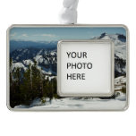 Snowy Peaks of Grand Teton Mountains II Photo Silver Plated Framed Ornament