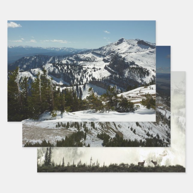 Snowy Peaks of Grand Teton Mountains II Photo Wrapping Paper Sheets (Set)