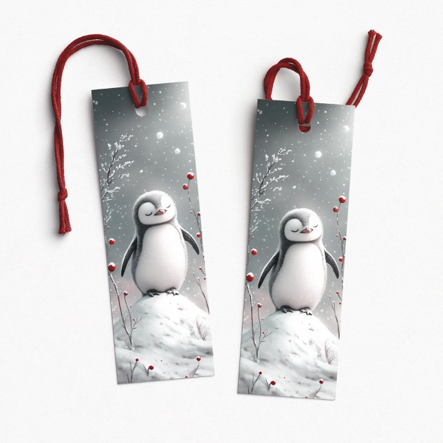 Snowy Penguin Christmas Bookmark (Snowy Penguin Christmas Bookmark by PiggyPrint Stickers. )
