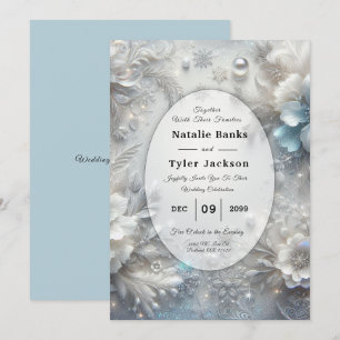 Snowy Petals in Frozen Bloom Wedding Invitation