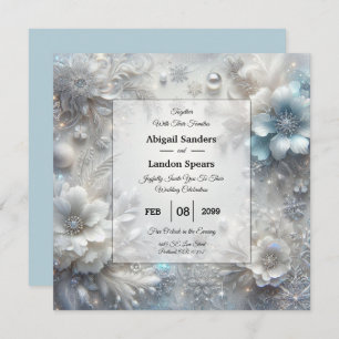 Snowy Petals in Frozen Bloom Wedding Invitation