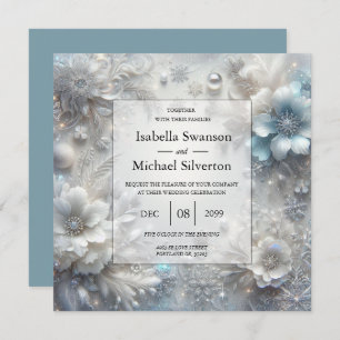 Snowy Petals in Frozen Bloom Wedding Invitation