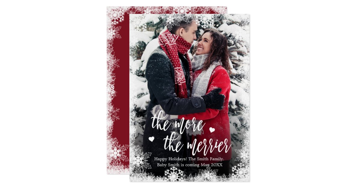 Snowy Photo Christmas Pregnancy Announcement Cards Zazzle