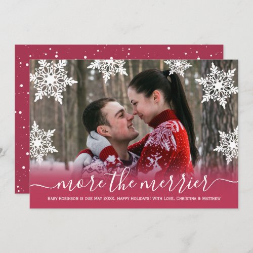 Snowy Photo Christmas Pregnancy Announcement Cards