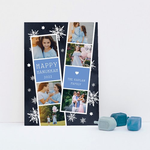 Snowy Photobooth Hanukkah Photo Collage Card