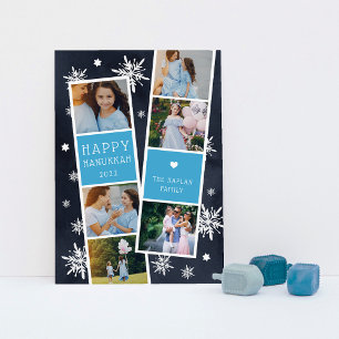 Snowy Photobooth Hanukkah Photo Collage Holiday Card