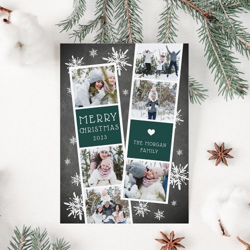 Snowy Photobooth Holiday Photo Collage Card