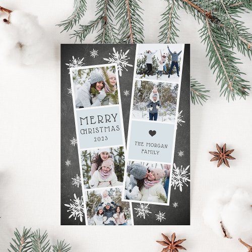 Snowy Photobooth Holiday Photo Collage Card