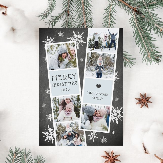 Snowy Photobooth Holiday Photo Collage Card (Creator Uploaded)