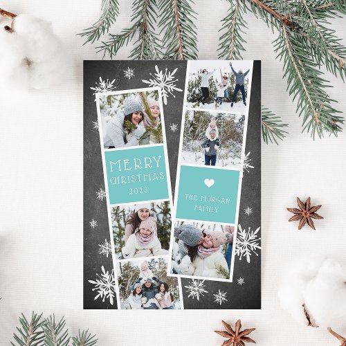 Snowy Photobooth Holiday Photo Collage Card