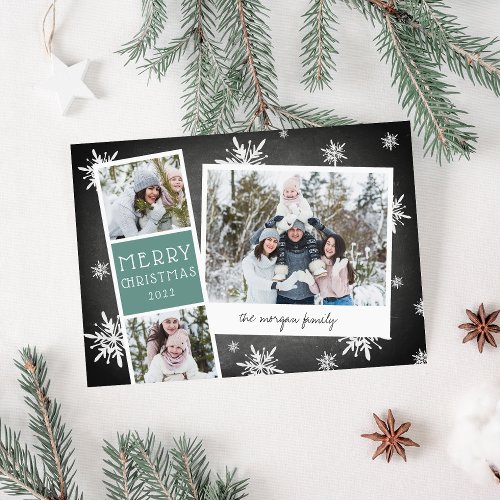 Snowy Photobooth Holiday Photo Collage Card