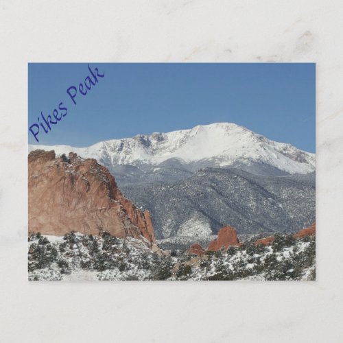 Snowy Pikes Peak postcard