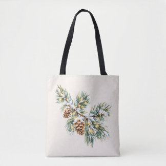 Snowy Pine Branch Tote Bag