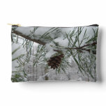 Snowy Pine Branch Winter Nature Photography Accessory Pouch