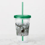 Snowy Pine Branch Winter Nature Photography Acrylic Tumbler