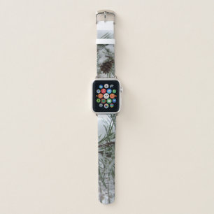 Snowy Pine Branch Winter Nature Photography Apple Watch Band