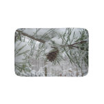 Snowy Pine Branch Winter Nature Photography Bath Mat