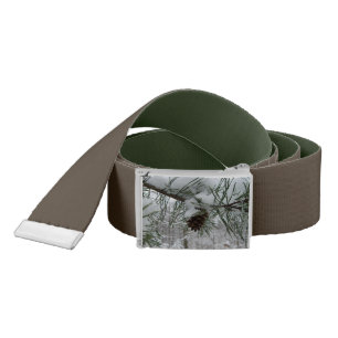 Snowy Pine Branch Winter Nature Photography Belt