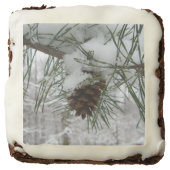Snowy Pine Branch Winter Nature Photography Brownie (Front)