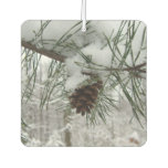 Snowy Pine Branch Winter Nature Photography Car Air Freshener