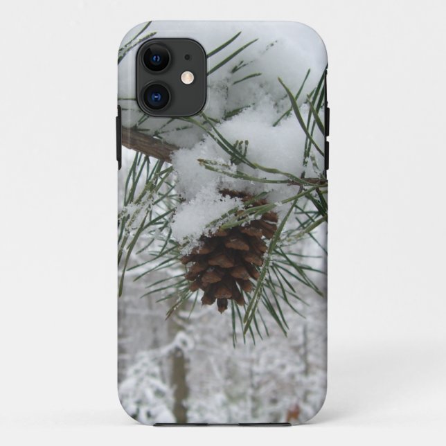 Snowy Pine Branch Winter Nature Photography Case-Mate iPhone Case (Back)