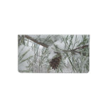 Snowy Pine Branch Winter Nature Photography Checkbook Cover