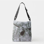 Snowy Pine Branch Winter Nature Photography Crossbody Bag