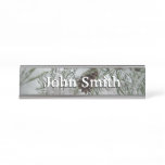 Snowy Pine Branch Winter Nature Photography Desk Name Plate
